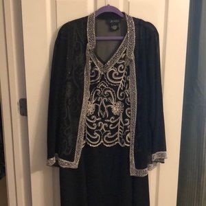 Plus size Black beaded gown with cover up